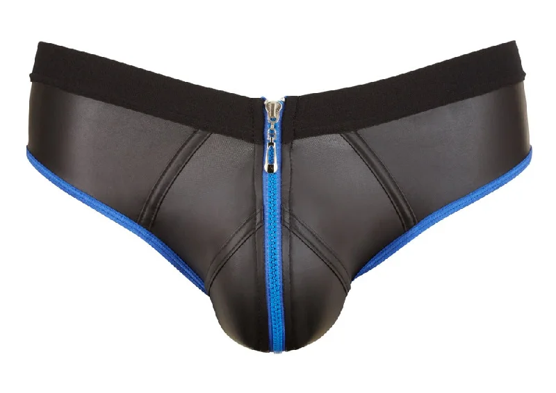 Neoprene Look Black & Blue Jock Briefs