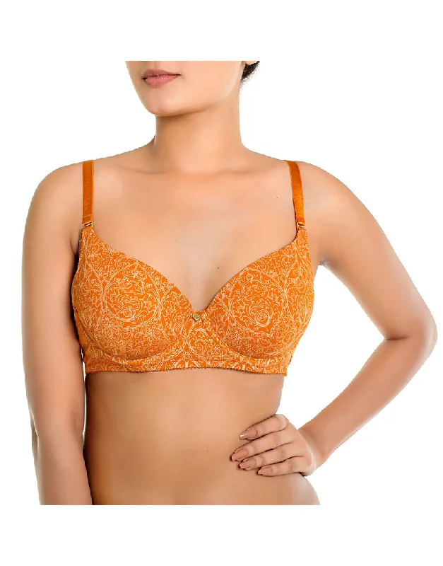 ZEN SERIES LIGHTLY PADDED WIRED LOW BACK BRA WITH SWAN HOOK STRAP-AUTUMN MAPLE