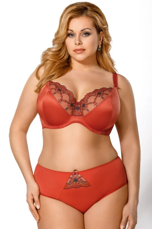 RUST CAMPARI UNLINED UNDERWIRE SOFT LACE BRA