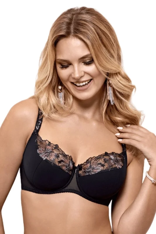 BLACK UNDERWIRE LACE BRA ADELLE SEMI SOFT