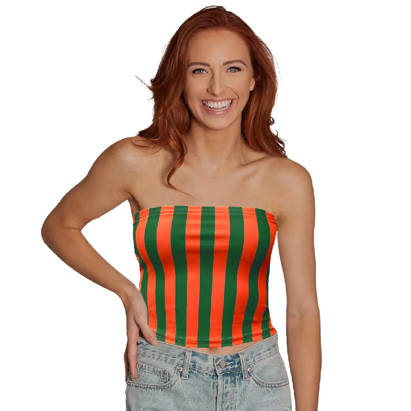 Green & Orange Striped Tube Top