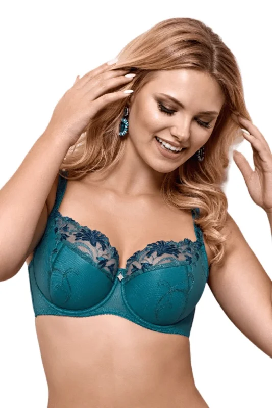 GREEN UNDERWIRE LACE BRA MARINA SEMI SOFT