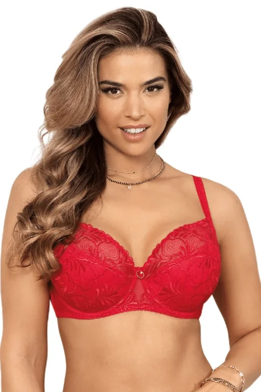 RED UNDERWIRE LACE BRA FLORENCE SEMI SOFT