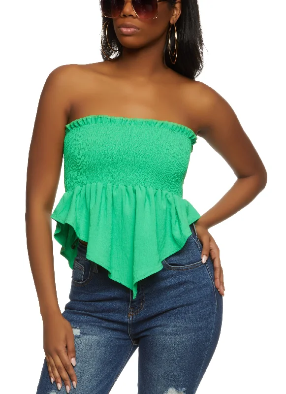 Smocked Hanky Hem Tube Top