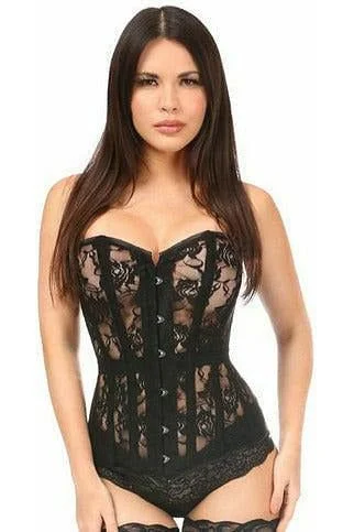 Lavish Black Sheer Lace Over Bust Corset