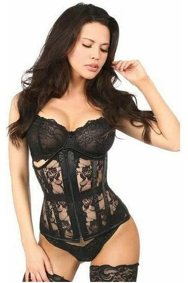 Lavish Black Sheer Lace Under Bust Corset