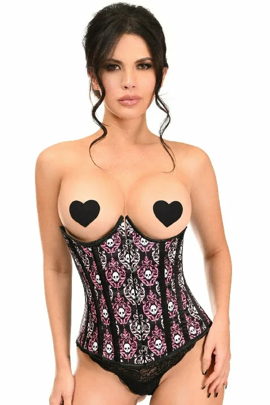 Lavish Skull Print Underwire Open Cup Underbust Corset