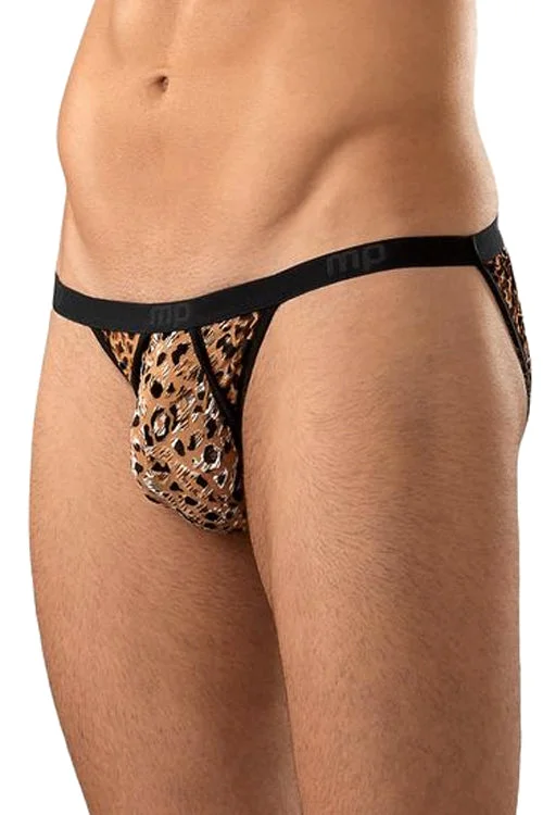 Mens Animal Burnout Leopard print String Bikini Brief - Closeout