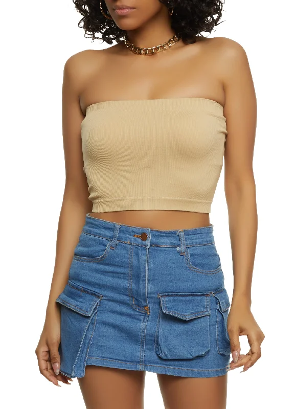 Ribbed Knit Seamless Tube Top