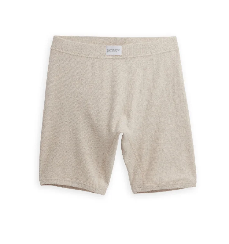 Organic Cotton Rib 9" Boxer Briefs - Oatmeal