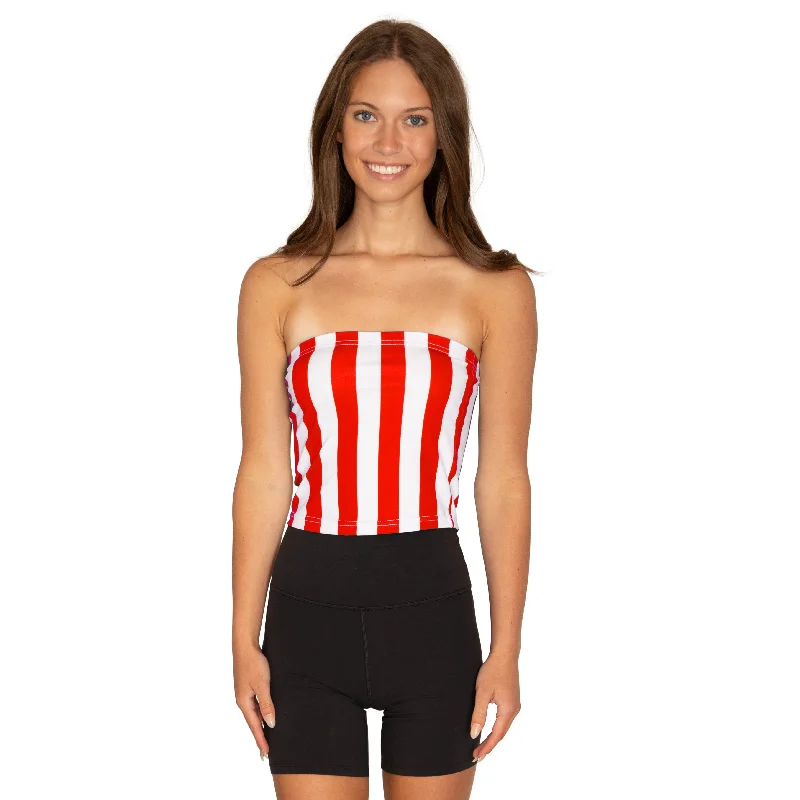 Red & White Striped Tube Top