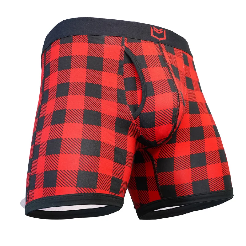 SHEATH 4.0 Bamboo Plaid Men's Dual Pouch Boxer Brief