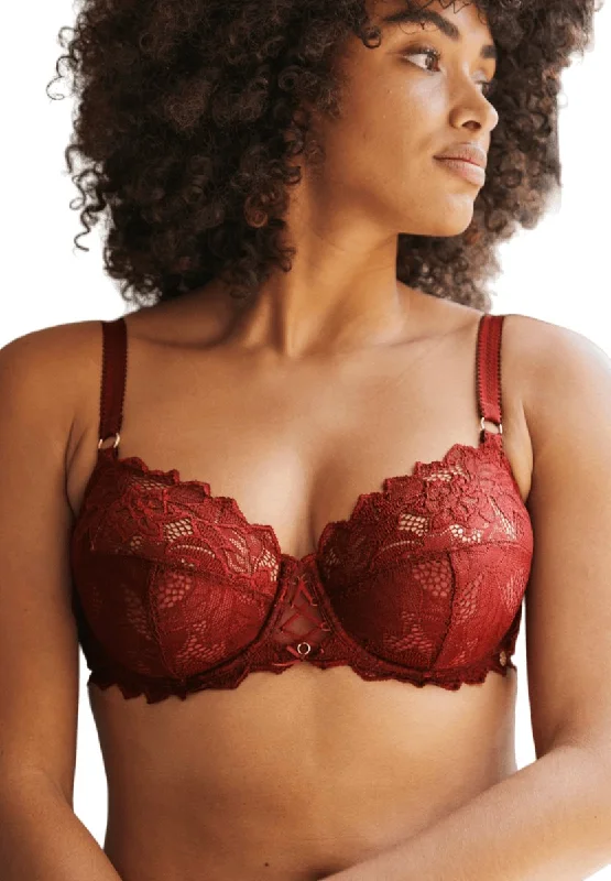 BURGUNDY UNLINED LACE BRA ARUM PRIMA UNDERWIRE SOFT