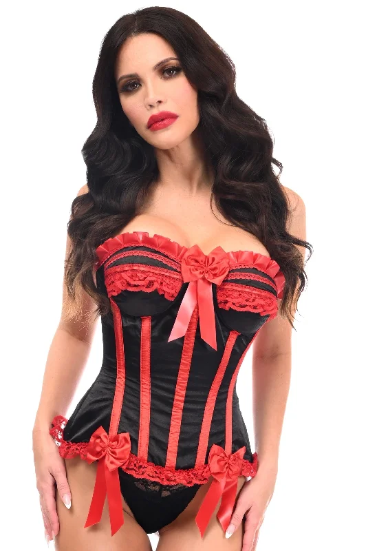 Top Drawer Black/Red Steel Boned Burlesque Corset