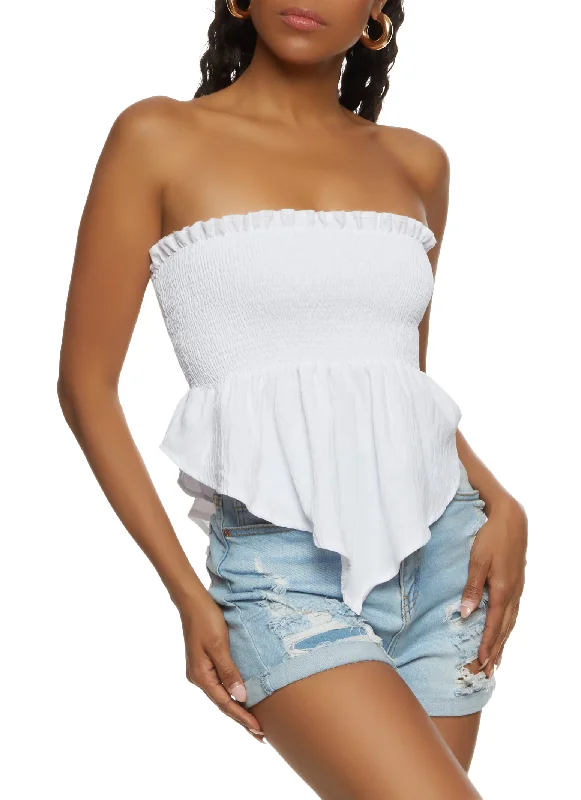 Smocked Hanky Hem Tube Top