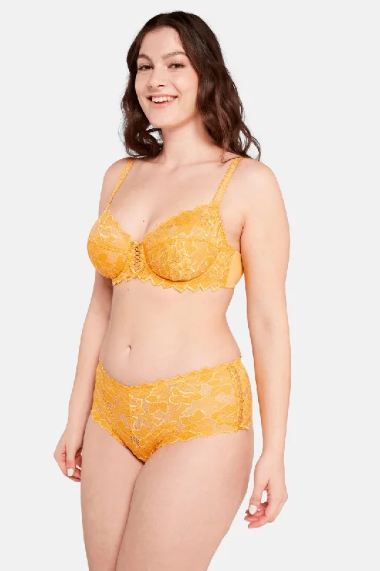 YELLOW UNLINED LACE BRA ARUM UNDERWIRE SOFT