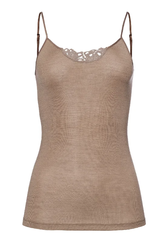 Woolen Silk W Embroidered Camisole | Taupe 71521-2847