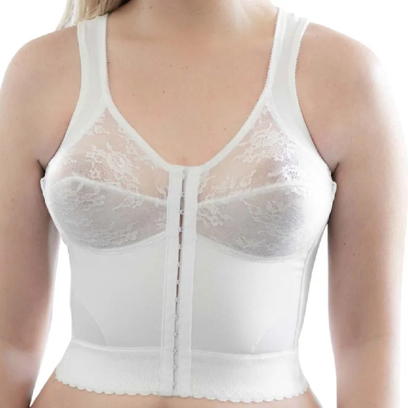 Style 9603 | Front Closure Back Support Long Line Bra - White