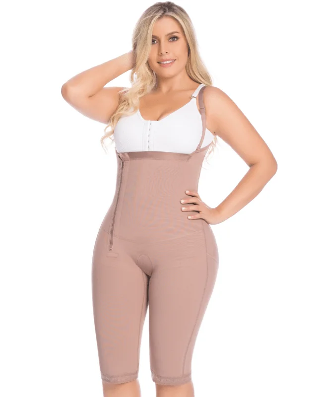 Delie Fajas Zippered Knee-Length Lipo Reducing Girdle with Butt Lifter