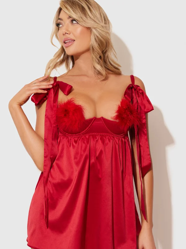 Petra Satin Open Cup Babydoll