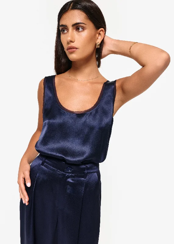 Nilou Chiffon Trim Camisole Navy