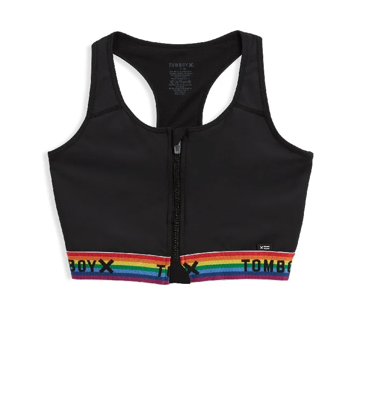 Swim Racerback Zip Compression Top - Black Rainbow